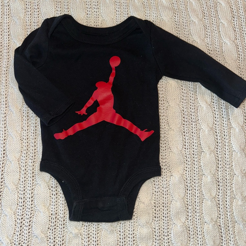 Jordan Black Bodysuit with Red Logo